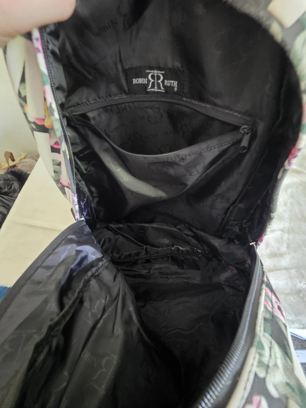 Miami Beach Floral Print Backpack - Black/Pink
